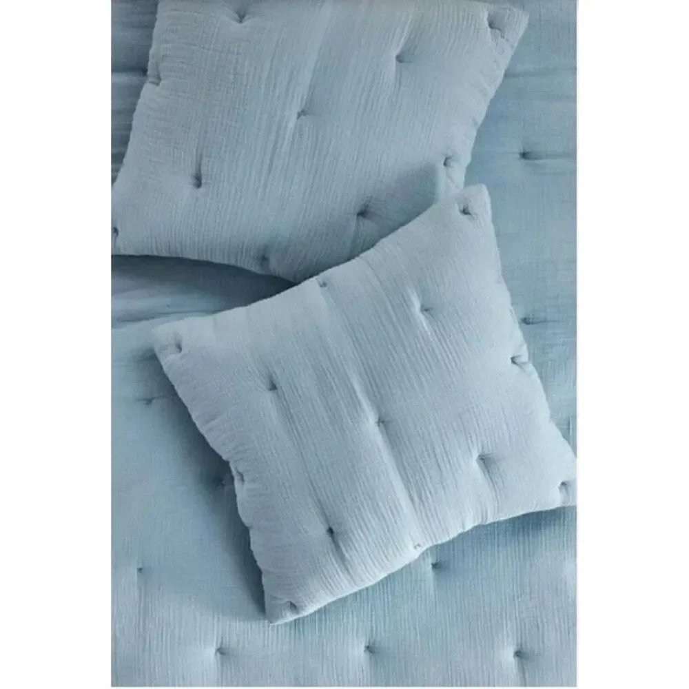 Anthropologie Elysian Pair of Standard and  Pair Euro Sham Blue Set of 4